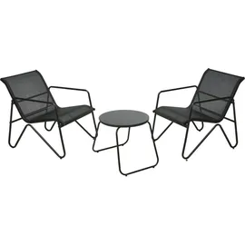 AMBIANCE Gartenmöbelset, Tisch mit Stühlen - Schwarz