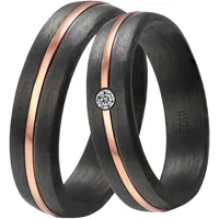 Trauring DOOSTI "Schmuck Geschenk CARBON Ehering Partnerring LIEBE" Fingerringe Gr. 54, mit Zirkonia, Carbon, 5mm, rosegold (schwarz-roségoldfarben + kristallweiß) wahlweise mit oder ohne Zirkonia