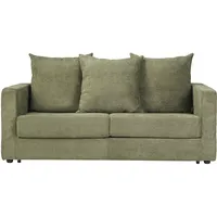 3-Sitzer-Schlafsofa aus samtigem Chenille-Stoff in Khaki-Grün mit 13 cm Matratze BACIO