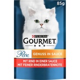 PURINA GOURMET PERLE GENUSS KATZENFUTTER NASSFUTTER MIT RIND IN SAUCE 26x85g