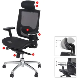 Bürostuhl MCW-A55, Schreibtischstuhl Drehstuhl, Kunstleder Textil ISO9001 schwarz