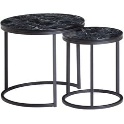 KADIMA DESIGN Runde Beistelltische, Marmor Optik, Modern, Platzsparend, 50/35 cm