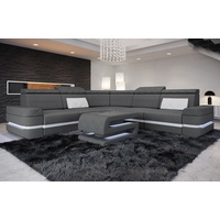 Sofa Dreams Ecksofa Polster Stoffsofa Couch Stoff Positano L Form Polstersofa, mit LED, Stauraum, USB-Anschluss, Designersofa grau