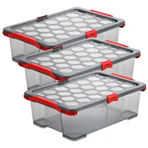 Rotho Evo Total Protection Aufbewahrungsbox 39,3 x 28,3 x 16,0 cm 3-tlg. rot