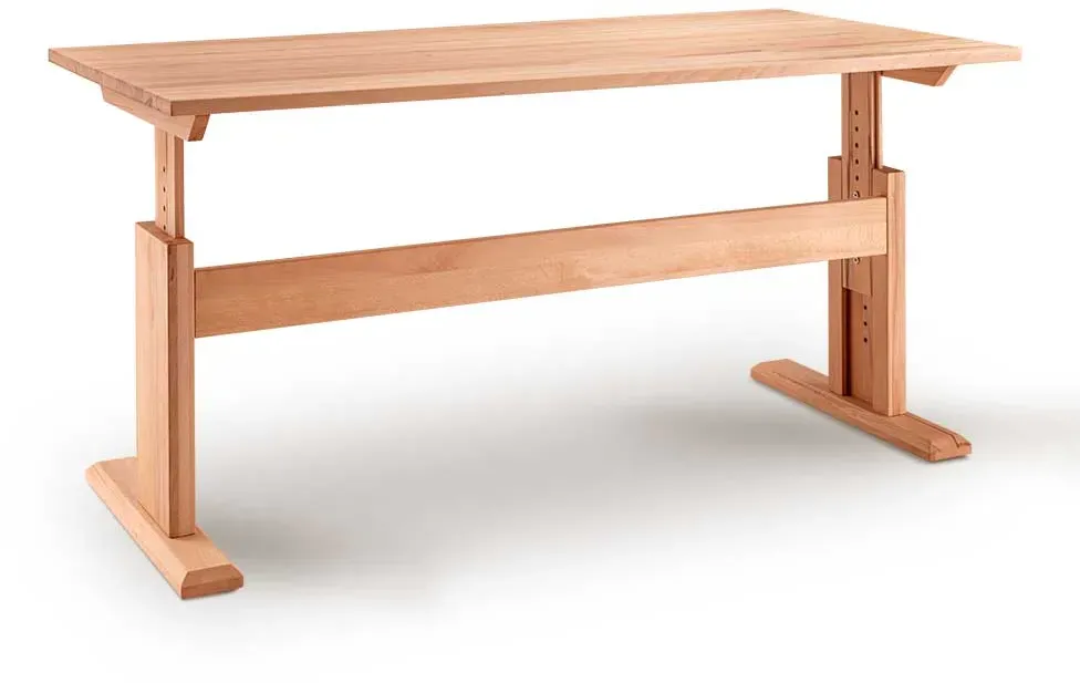 Schreibtisch Buche geölt per Raster höhenverstellbar 80 cm tief