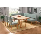 Home Affaire Eckbankgruppe »Ponza Eckbank Küchenbank BESTSELLER«, (Set, 4 tlg.), Sitzgruppe Esszimmer Stühle Tisch und Bank bequem gepolstert blau