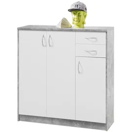 Bega Consult GmbH & Co.KG Internationale Handelsagentur Highboard 109 x 112 x 35 cm Betonoptik / Weiß