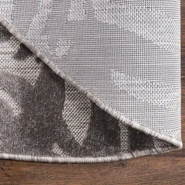 Sanat Teppich Floral Outdoor, rund, Höhe: 6 mm, In- und Outdoor geeignet, florales Design, Balkon, Terasse grau Ø 120 cm x 6 mm