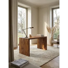 KADIMA DESIGN Schreibtisch TEKO: Massivholz Sheesham, Stauraum, abgerundete Ecken, stabil. Braun, 120x60x76 cm