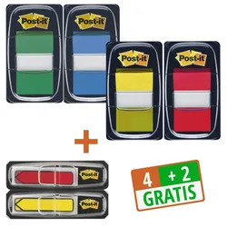 Post-it® Index Haftmarker farbsortiert 4x 50 Streifen + GRATIS 2x Index-Pfeile à 24