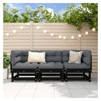 vidaXL 3-tlg. Garten-Lounge-Set Schwarz Massivholz Kiefer