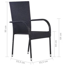 vidaXL Polyrattan Garten-Essgruppe 7-tlg. schwarz 3070758