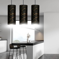 EMIBIG LIGHTING Pendellampe Joni 3fl lang schwarz-marmoriert