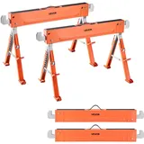 VEVOR Unterstellbock, 2er-Pack Arbeitsböcke, 816,5 kg, Klappbock mit klappbaren Beinen, höhenverstellbar, Sägebock mit rutschfesten Fußpolstern, für Holzarbeiten, Tischler & Bauunternehmer