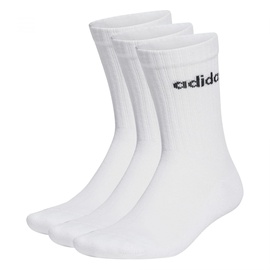 adidas Unisex Linear Crew Cushioned 3 Pairs Crew Socken, White/Black, M