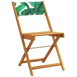 vidaXL 3-tlg. Bistro-Set Blattmuster Stoff und Massivholz