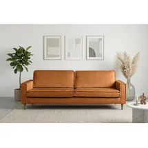 Home Affaire 3-Sitzer HOME AFFAIRE "Pinto Skandi,Maxi-Ausführung, 236 cm, Chenille, Struktur", brick rot, B:236cm H:89cm T:97cm, 100% Polyester, Sofas, mit Keder, Massivholzfüße Eiche geräuchert, Wellenunterfederung