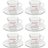 La Pavoni 6 Glas-Espresso- Tassen mit Untertassen