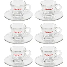 La Pavoni 6 Glas-Espresso- Tassen mit Untertassen