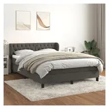vidaXL Boxspringbett mit Matratze Dunkelgrau 140x200 cm Samt