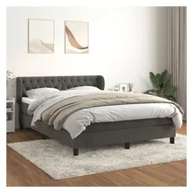 vidaXL Boxspringbett mit Matratze Dunkelgrau 140x200 cm Samt