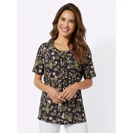Classic Basics Sieh an! Kurzarm-Shirt in schwarz-rosé-bedruckt | Gr.: 38