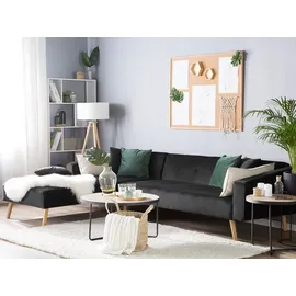 Beliani Ecksofa Samt 0 x 0 x 0 cm Schwarz/Braun mit Schlaffunktion