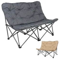 KINGCAMP Camping Sofa Lindon Relax Doppel Lounge Stuhl 2Personen Faltstuhl Couch Farbe: Slate Grey