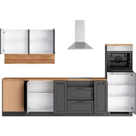 kochstation Winkelküche L-Form 240 cm grau