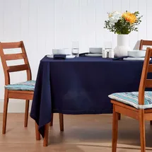 Homescapes Tischdecke 100% Baumwolle 138 x 178 cm Dunkelblau