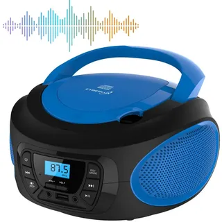 Cyberlux Tragbarer CD-Player Kinder Radio | AUX-In | Kopfhöreranschluss | Radio | Boombox blau