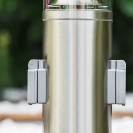 hofstein Außenleuchte Edelstahl 40 cm mit 2 Steckdosen, Kunststoff-Scheiben, IP44, silber