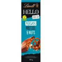 Lindt Schokolade HELLO Tafel Vegan Pretzel & Nuts | 100 g | Vegan mit Kakao, mildem Mandelmark, Haselnusskrokant & Salzbrezel-Stückchen | Schokoladengeschenk