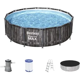 BESTWAY Steel Pro Max Frame Pool Set 427 x 107 cm holzoptik inkl. Filterpumpe