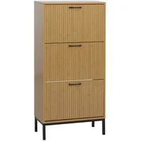 Mendler Schuhkipper 125 x 60 x 25 cm beige / Bambus-Optik