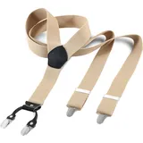 Cokaca Hosenträger Herren in Y-Form, Hosenträger Breit 3,8 cm Elastisch und Längenverstellbar, mit Sehr Starken 4 Metall Clip Sehr Gut Geeignet für Große oder Schwere Menschen (Beige) - Einheitsgröße