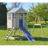 Wendi Toys Holz Stelzenhaus Alpaka mit Rutsche, Schaukel und Sandkasten Natur 290x350x242 cm