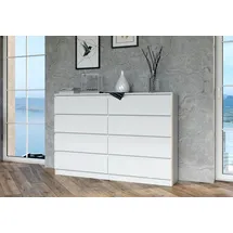 home collective Kommode, Schlafzimmer Flur, Schrank, Sideboard, Highboard mit 8 Schubladen, Breite 140 cm Höhe 97 | Weiß