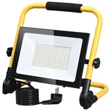 Hopelit LED Baustrahler 100W Kaltweiß, Baustellenlampe mit Stecker und Rutschfestem Faltbarem Ständer, Wasserdicht IP66 für Garage, Baustelle etc.