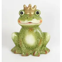 Trendline Trend Line Gartenfigur TrendLine Dekofigur Keramik Frosch mit Krone 22 x grün