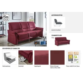 die planbar 3-Sitzer DIE PLANBAR "PP-PF23182", rot (wine), B:198cm H:96cm T:93cm, 100% Polyester, Sofas, Federkernpolsterung, wahlweise mit motorischer Vorziehbank