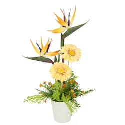 Kunstblume I.GE.A. "Arrangement Strelitzie/Gerbera", orange, B:35cm H:60cm L:30cm, Kunstpflanzen, Topf aus Keramik