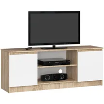 Akord TV-Schrank 140 cm Weiß 55 cm x 40 cm Eiche Spanplatte