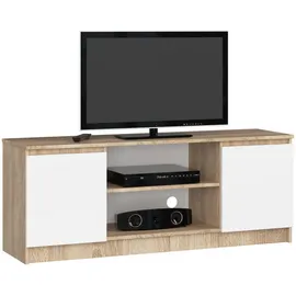 Akord TV-Schrank 140 cm Weiß 55 cm x 40 cm Eiche Spanplatte