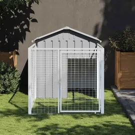 vidaXL Hundehütte mit Auslauf Anthrazit 117x201x123cm Verzinkter Stahl