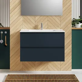 Evineo Waschbeckenunterschrank 2 Auszüge 80 x 53 cm Weiß