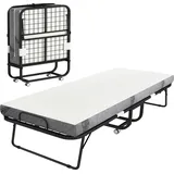 HOMCOM Klappbett 90x200 cm Erwachsene Gästebett Klappbar mit 10 cm Dicker Schaumstoff Feldbett mit Stahlrahmen Reisebett mit Rollen bis 150 kg belastbar   Aosom
