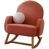 Xlmoebel Schaukelstuhl Roter Polstersessel mit modernem Design und gemütlichem Stoffbezug, Hergestellt in Europa rot