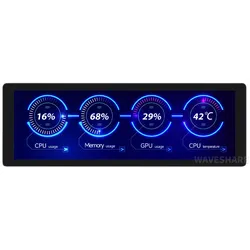 Waveshare 7,9 IPS Touch-Display: 400×1280 Pixel, HDMI, Hi-Fi-Lautsprecher, inklusive Zubehör