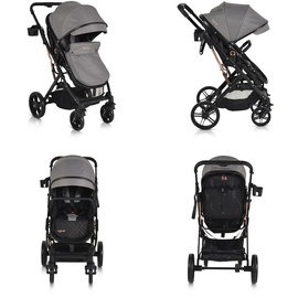 Moni Kombikinderwagen Rafaello 2 in 1, umbaubar, Sportsitz, Fußabdeckung, Tasche grau